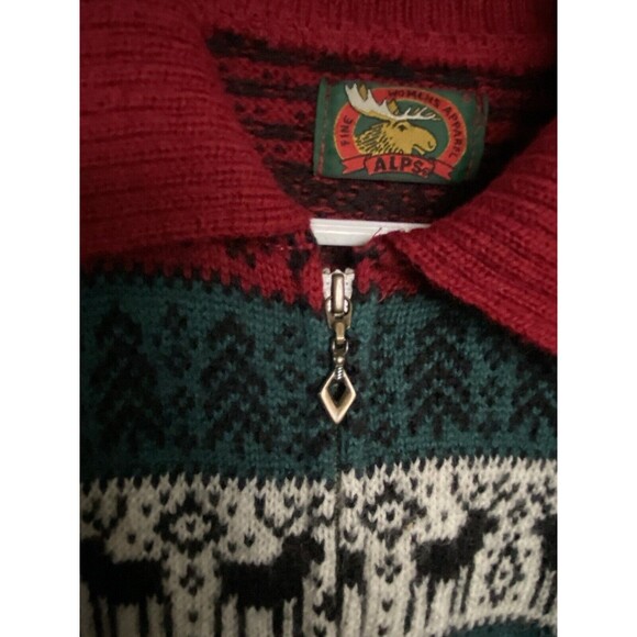 Vintage ALPS Womens Wool Sweater Size Small Reindeer Full Zip 36" Chest - Picture 7 of 9